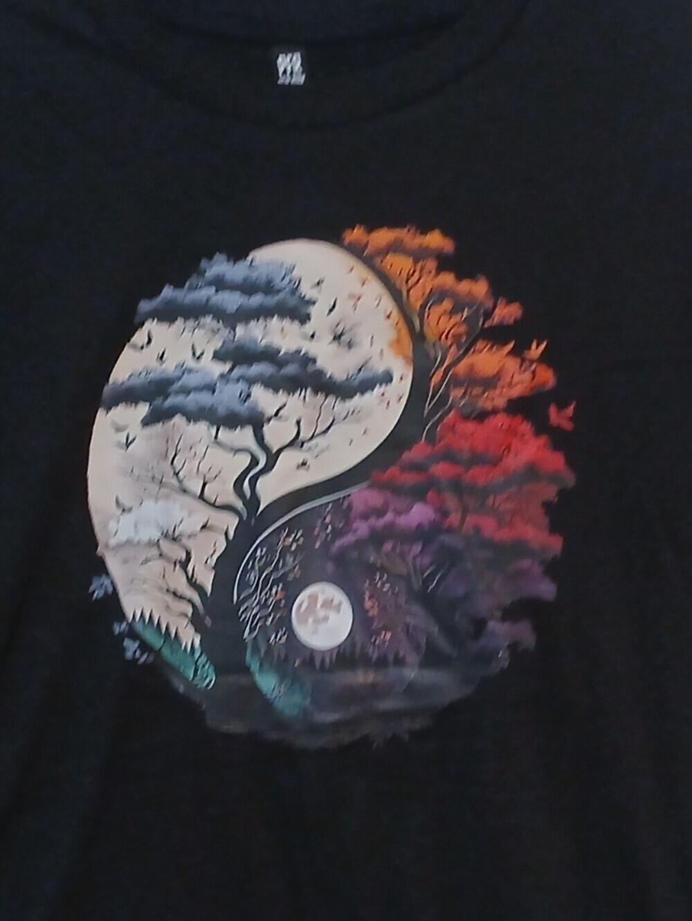 PFR New York - Black Short Sleeve Tee Shirt, Ying Yang Design Day/Night, Size L - Picture 8 of 8